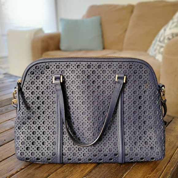 Newbury Lane Navy Blue Leather Satchel - Picture 2 of 3